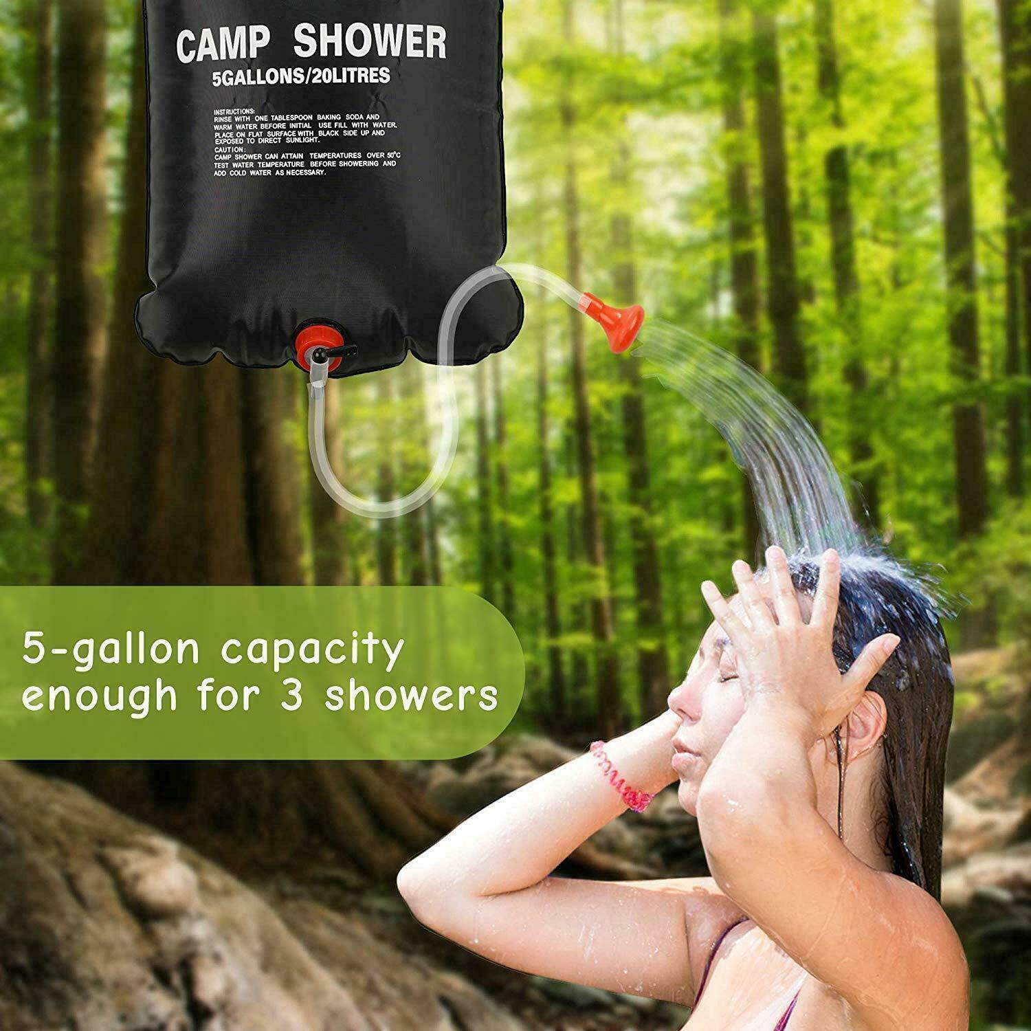 20L Camping Shower Portable Compact Solar Sun Heating Bath Bag Outdoor Travel - Grab Some Stuff