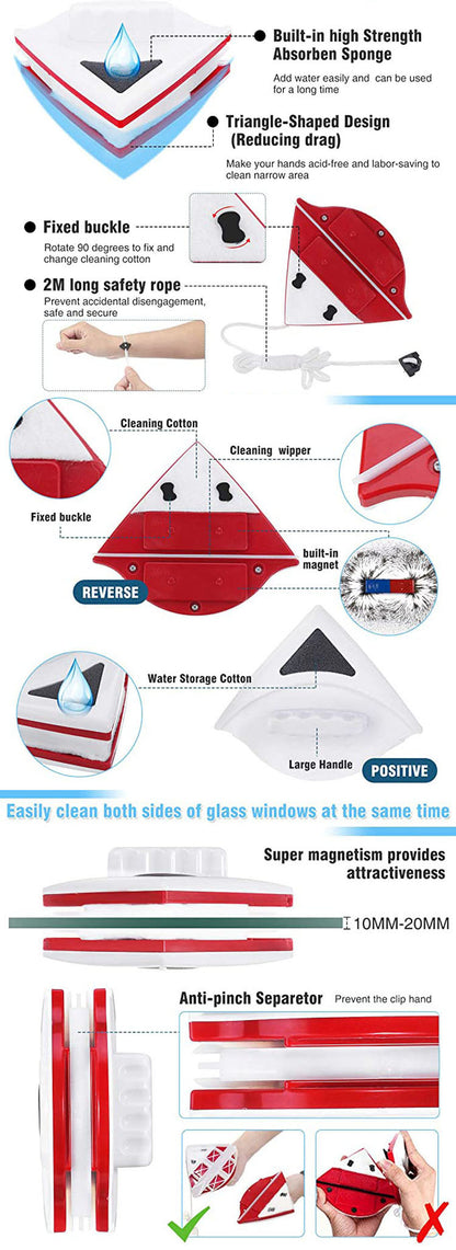 Wipe Glass Artifact Double-layer Strong Magnetic Glass Wiper Cleaning Tool - Grab Some Stuff