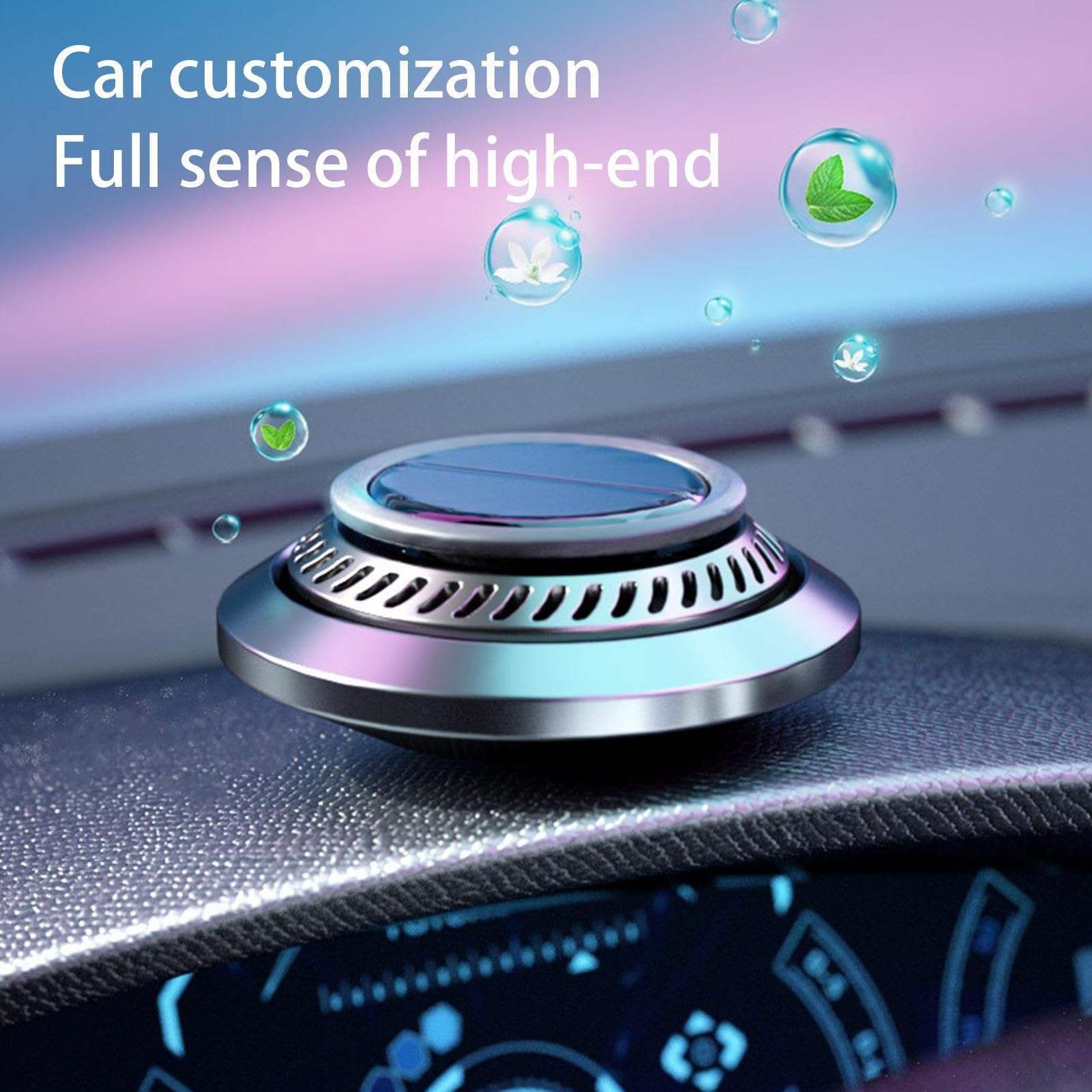 Car Air Freshener, Solar Rotating Car Essential Oil Diffuser, Car Interior Decor Accessories, Odor Eliminator For Car Office Home Car Aromatherapy Car Essential Oil Diffuser Auto Diffuser - Grab Some Stuff