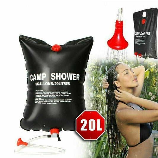 20L Camping Shower Portable Compact Solar Sun Heating Bath Bag Outdoor Travel - Grab Some Stuff