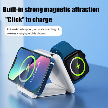 Folding Magnetic Suction Wireless Charger 3-in-1 - Grab Some Stuff